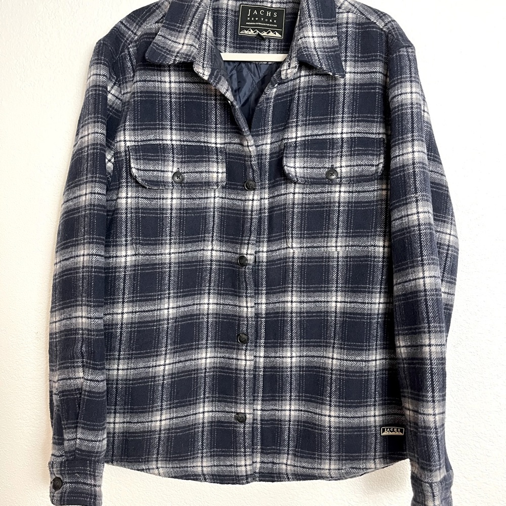 Jachs New York Mens wool blend quilted flannel Shacket size Large.